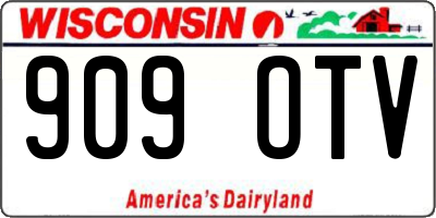 WI license plate 909OTV