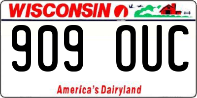 WI license plate 909OUC