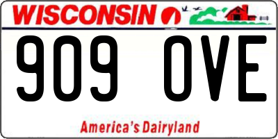 WI license plate 909OVE