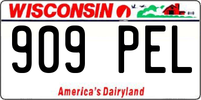 WI license plate 909PEL