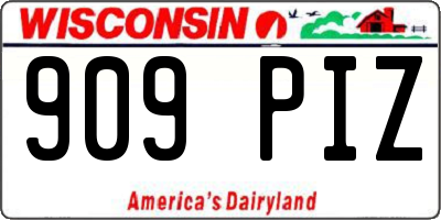 WI license plate 909PIZ