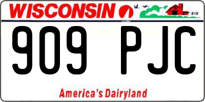 WI license plate 909PJC