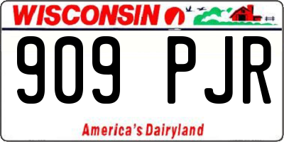 WI license plate 909PJR