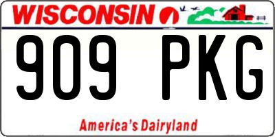 WI license plate 909PKG