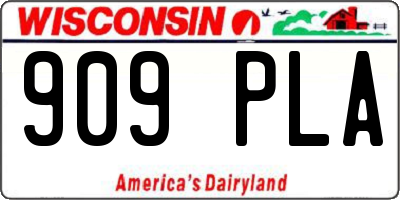 WI license plate 909PLA