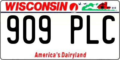 WI license plate 909PLC