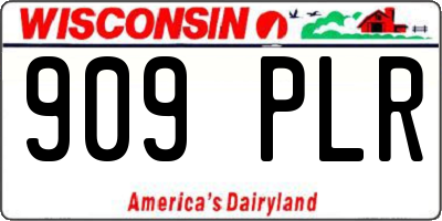 WI license plate 909PLR