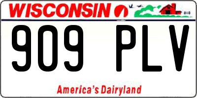 WI license plate 909PLV