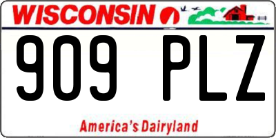 WI license plate 909PLZ