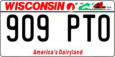 WI license plate 909PTO