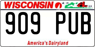WI license plate 909PUB