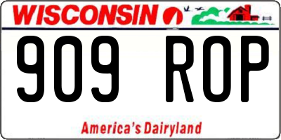 WI license plate 909ROP