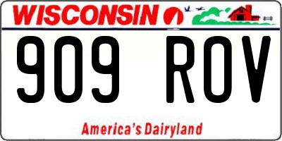 WI license plate 909ROV