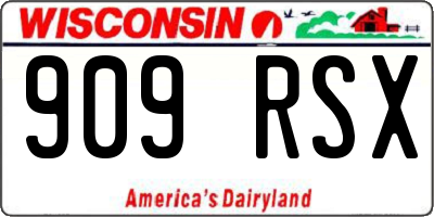 WI license plate 909RSX