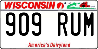 WI license plate 909RUM