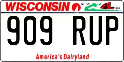 WI license plate 909RUP