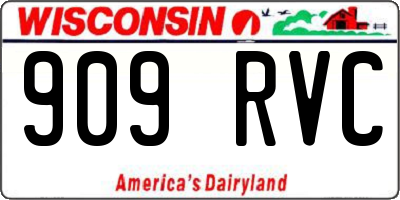 WI license plate 909RVC