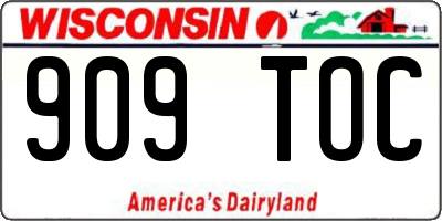 WI license plate 909TOC