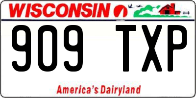 WI license plate 909TXP