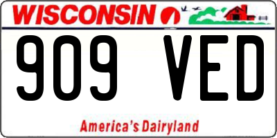WI license plate 909VED