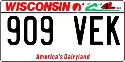 WI license plate 909VEK