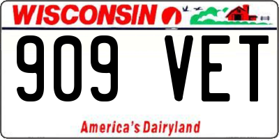 WI license plate 909VET