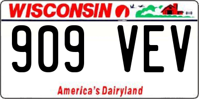 WI license plate 909VEV
