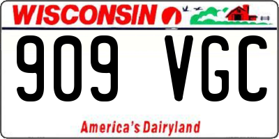 WI license plate 909VGC