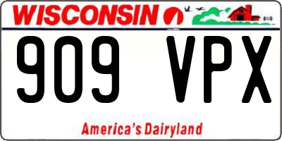 WI license plate 909VPX
