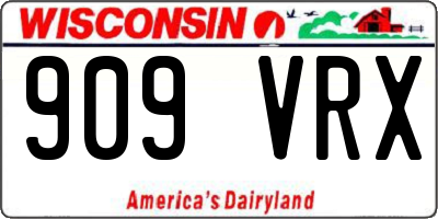 WI license plate 909VRX