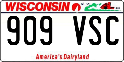 WI license plate 909VSC
