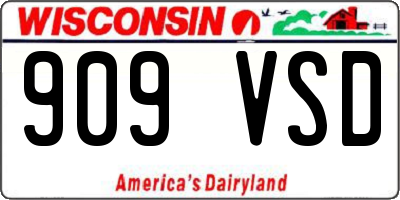 WI license plate 909VSD