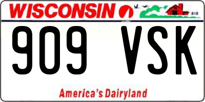 WI license plate 909VSK