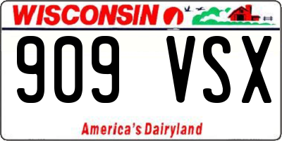 WI license plate 909VSX