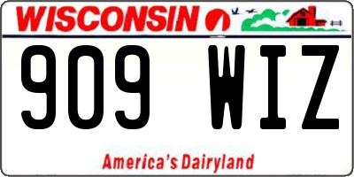 WI license plate 909WIZ