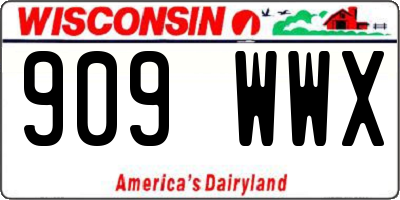 WI license plate 909WWX