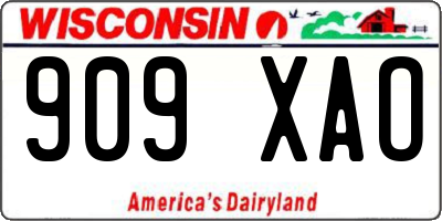 WI license plate 909XAO