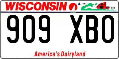WI license plate 909XBO