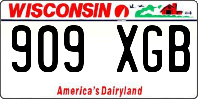 WI license plate 909XGB