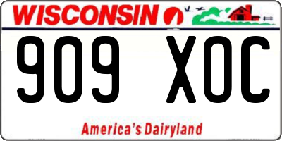 WI license plate 909XOC