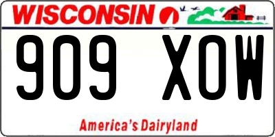 WI license plate 909XOW