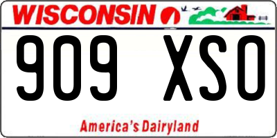 WI license plate 909XSO