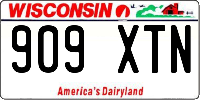 WI license plate 909XTN