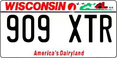 WI license plate 909XTR