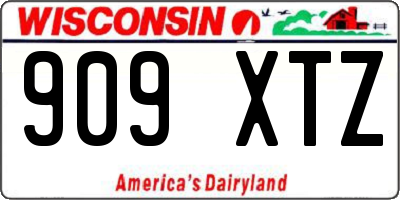 WI license plate 909XTZ