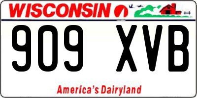 WI license plate 909XVB