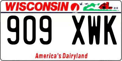 WI license plate 909XWK