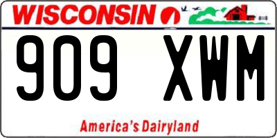 WI license plate 909XWM