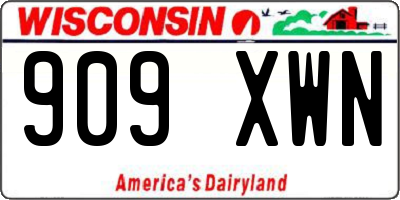 WI license plate 909XWN