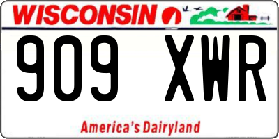 WI license plate 909XWR